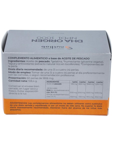 Dha Origen Npd1 1000 Blister 60Perlas. de Nutilab