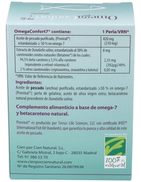 Omegaconfort7 60Cap. de Cien Por Cien Natural