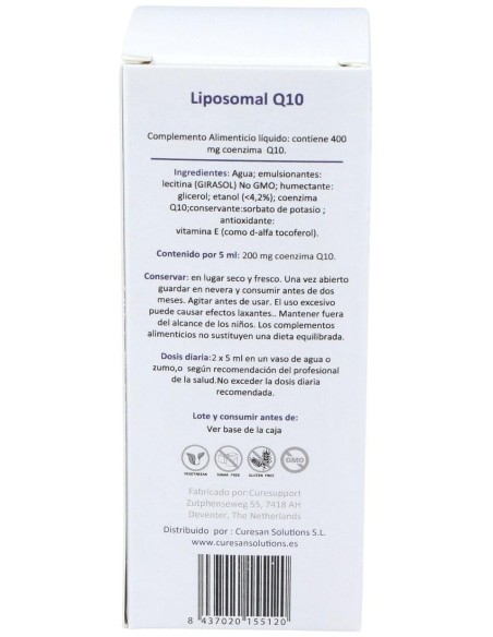 Liposomal Q10 150Ml. de Curesupport