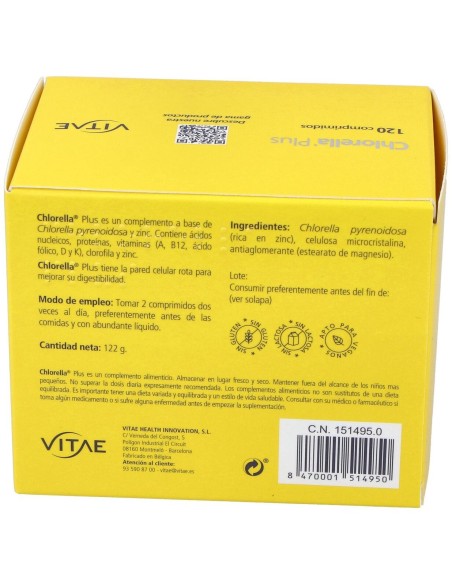 Chlorella Plus 1000Mg. 120Comp. de Vitae