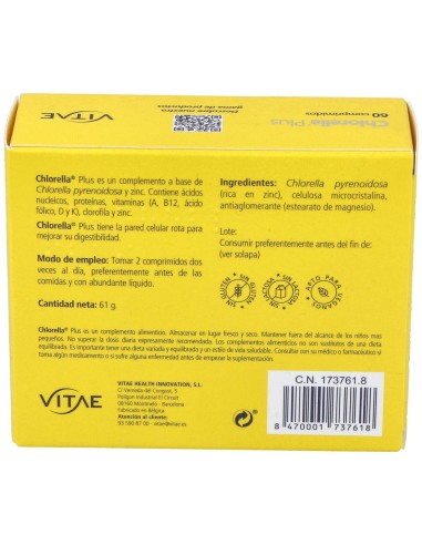 Chlorella Plus 1000mg 60 comprimidos de Vitae