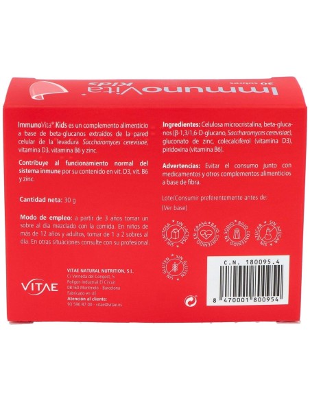 Immunovita Kids 30 sobres de Vitae