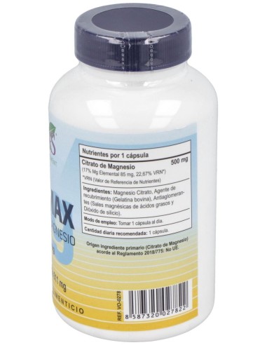Magmax Citrato De Magnesio 500Mg. 100Cap. de Vbyotics