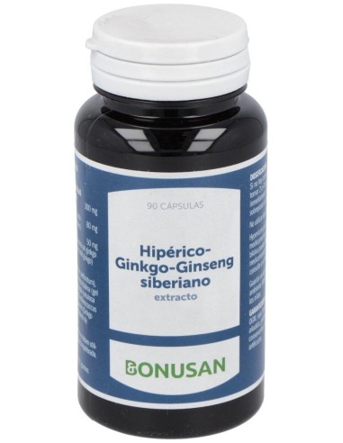 Hiperico-Ginkgo-Ginseng Siberiano Extracto 90Vcap. de Bonusan