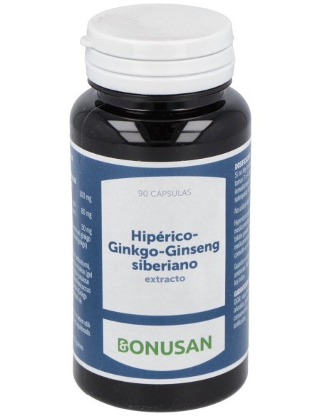 Hiperico-Ginkgo-Ginseng Siberiano Extracto 90Vcap. de Bonusan