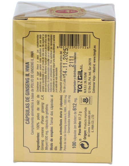 Ginseng Il Hwa 100Cap.Blister de Tongil