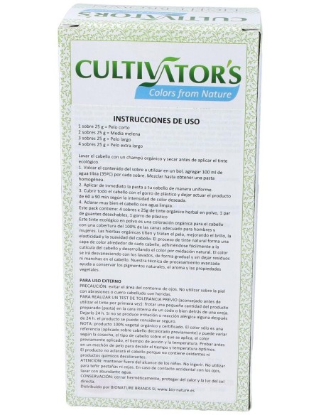 Castaño Dorado Claro Tinte Organico 100Gr. Ecocert de Cultivators