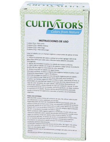 Castaño Dorado Claro Tinte Organico 100Gr. Ecocert de Cultivators