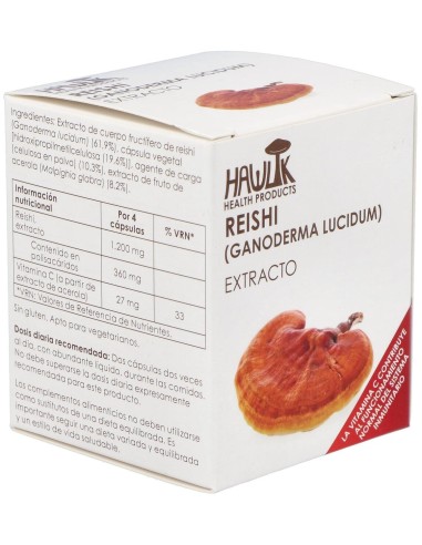 Reishi (Ganoderma Lucidum). Extracto Puro 60 Vcáps de Hawlik