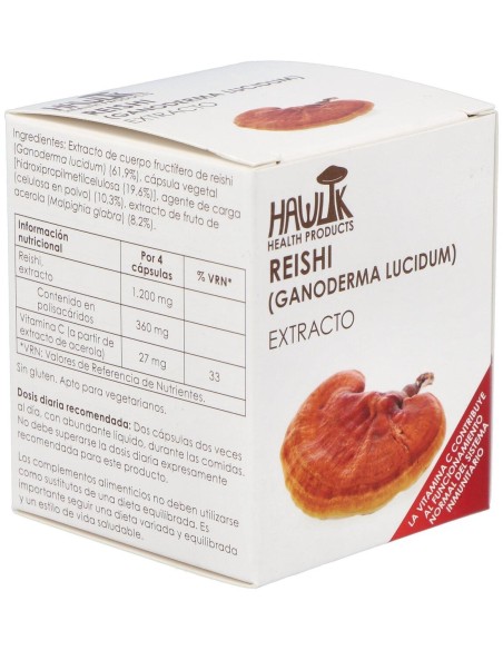 Reishi (Ganoderma Lucidum). Extracto Puro 60 Vcáps de Hawlik