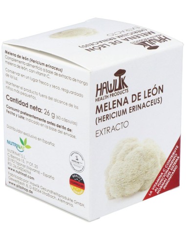 Melena De León (Hericium Erinaceus). Extracto Puro. Bio 60 Vcáps de Hawlik