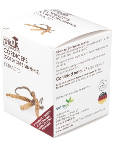 Córdiceps (Cordyceps Sinensis). Extracto Puro. Bio 60 Vcáps de Hawlik