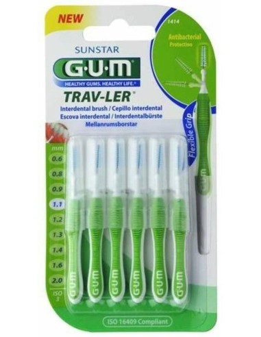 Cepillo Interdental Trav-Ler 1414 1,1Mm 6Un Verde de Gum