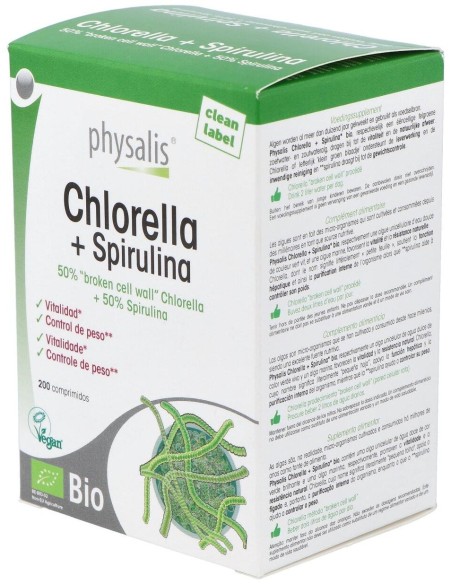 Chlorella+Spirulina Bio 200Comp. de Physalis