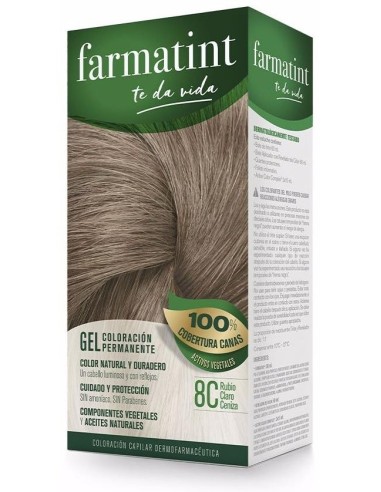 Farmatint Gel 8C Rubio Claro Ceniza 135 Mililitros Farmatint