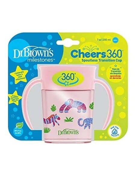 Vaso 360 S/ Boquilla Rosa C/ Asas 200Ml de Dr. Brown´S