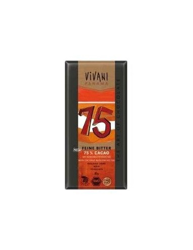 Chocolate Fino Negro 75% Cacao  de Vivani