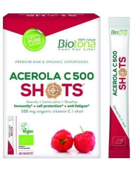 Acerola C 500 Raw 20Shots. Bio Sg Vegan de Biotona
