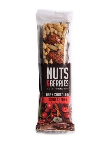 Barrita Chocolate Negro-Cereza 15Uds. Bio Vegan de Nuts & Berries
