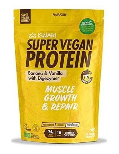 Super Vegan Protein Fitness Platano-Vainilla 350Gr de Iswari
