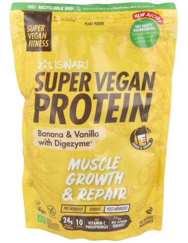 Super Vegan Protein Fitness Platano-Vainilla 350Gr de Iswari