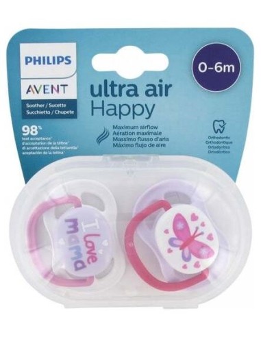 Chupete Ultra Air  0-6Meses Niña 2Ud. Scf080/02 de Avent