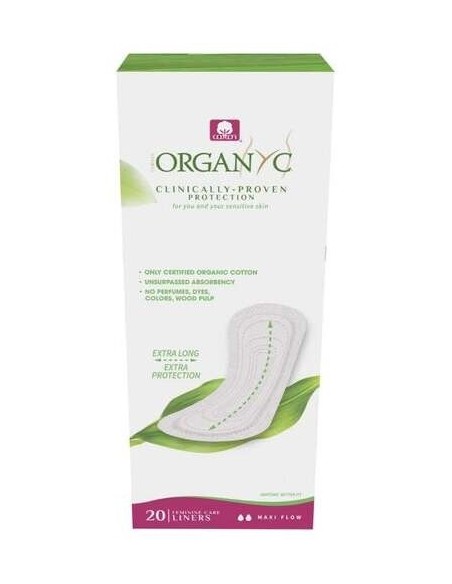 Salvaslip extra largo, 100% algodón orgánico, 20ud de Organyc