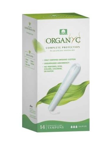 Tampón con aplicador super 100% algodón orgánico, 14ud de Organyc