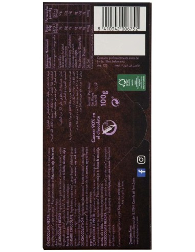 Chocolate Negro 90% Criollo Forastero 100G Bio Sg de Torras