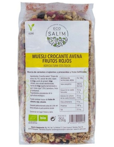 Bio Muesli Crocante De Avena Y Frutos Rojos 250Gr de Eco Salim