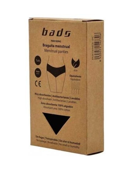 Braguita Menstrual Negra Sin Costura Talla 2Xl. de Bads