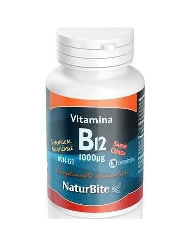Vitamina B12 Cianocobalamina 1000µg 120Comp.Mast. de Naturbite
