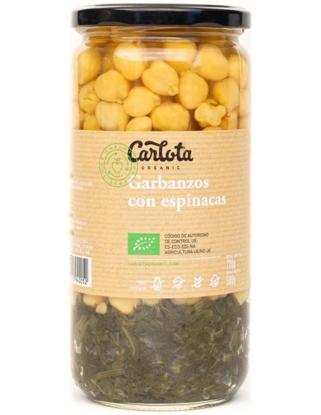 Garbanzos Con Espinacas 720Gr. Eco  Sg de Carlota Organic