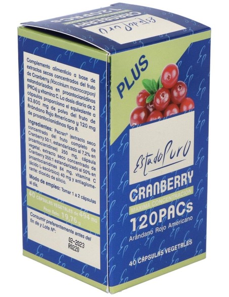 Pack 4X3 Cranberry 120 Pacs 40Cap. Estado Puro de Tongil