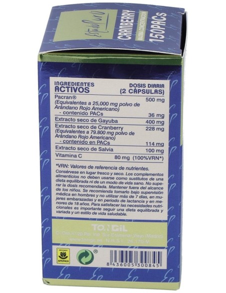 Pack 4X3 Cranberry Mega150 Pacs 40Cap. de Tongil Pack 4x3