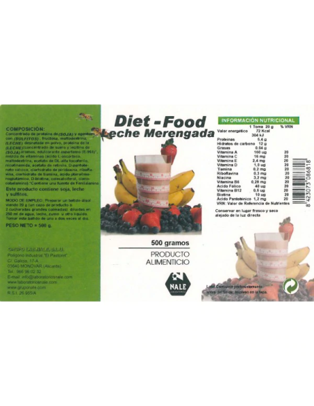 Diet Food Leche Merengada 500 Gr de Nale
