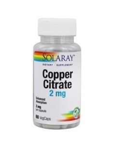 Copper (Cobre) Citrate 2 Mg - 60 Vegcaps de Solaray