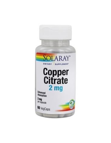 Copper (Cobre) Citrate 2 Mg - 60 Vegcaps de Solaray