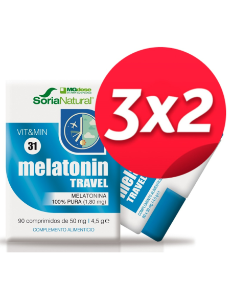 Pack 3X2 Melatonina Travel 90 comprimidos de Suplementos Mgdose