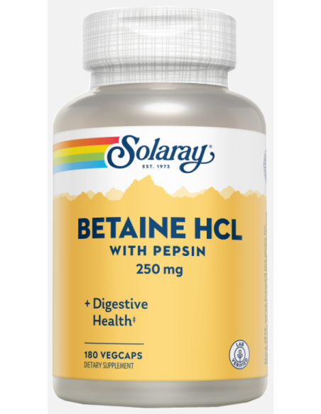 Betaine Hci W/ Pepsin 250 Mg. - 180 Vegcaps de Solaray