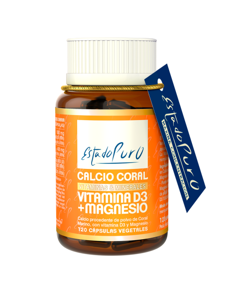 Calcio Coral+Vit D3+Mg 120Cap. Estado Puro de Tongil