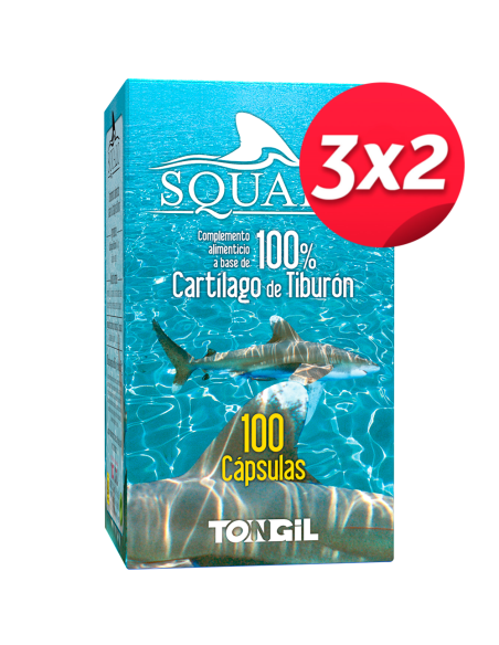 Pack 3X2 Squalo Cartilago De Tiburon Puro 750Mg. 100Cap. de