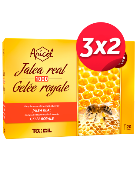 Pack 3X2 Apicol Jalea Real 1000Gr. 20Viales de Tongil..