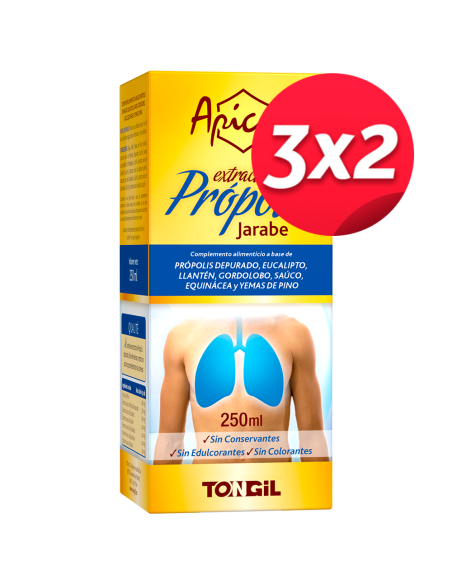 Pack 3X2 Apicol Extracto Propolis Jarabe 250Ml. de Tongil..