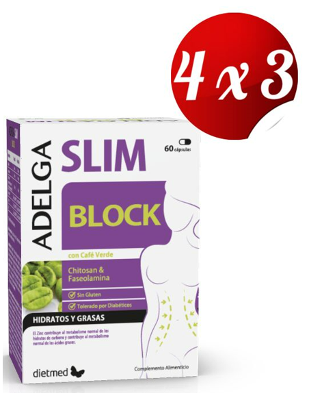 Pack 4x3 uds Adelgaslim Block 60 Capsulas De Dietmed