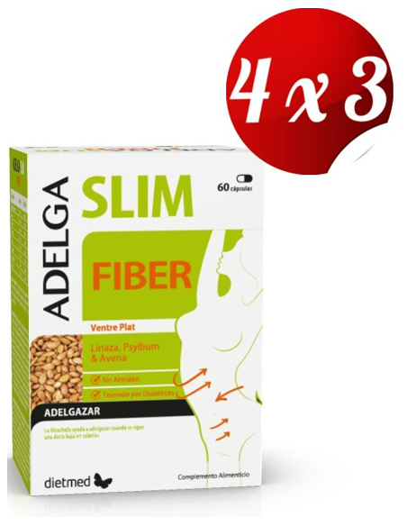 Pack 4x3 uds Adelgaslim Fiber   60 Capsulas De Dietmed