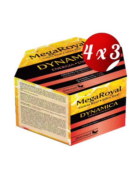 Pack 4x3 uds Megaroyal Dynamica  20 X 15 Ml Ampollas De Dietmed
