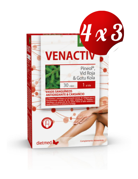 Pack 4x3 uds Venactiv Plus  30 Capsulas De Dietmed