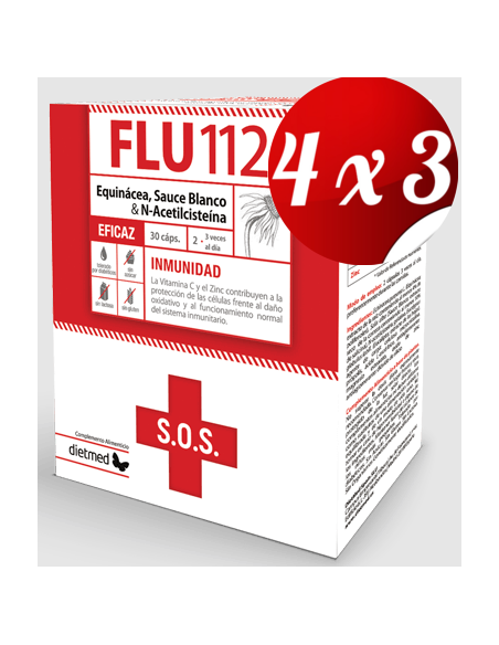 Pack 4x3 uds Flu 112  30 Capsulas De Dietmed