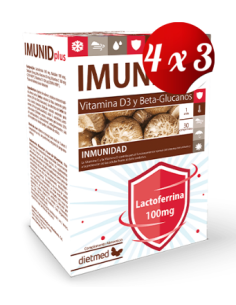 Pack 4x3 uds Imunid Pus + Lactoferrina  30 Comprimidos De Dietmed